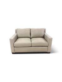 Pottery Barn Beige "York Square Arm" Loveseat with Accent Pillows