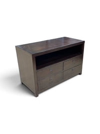 Pottery Barn Rhys Collection Campaign Style Wooden Media Console Table w/ Drawers