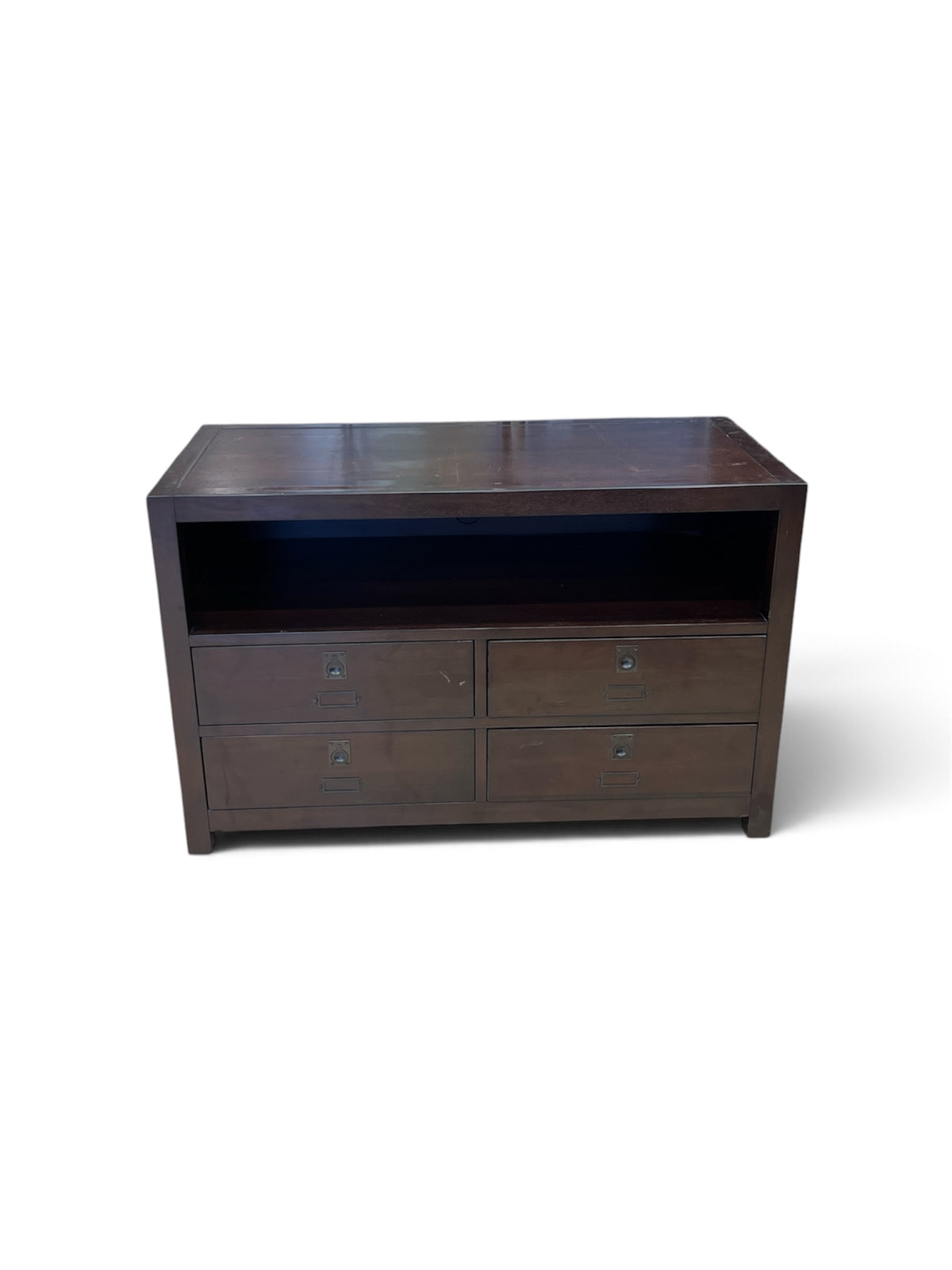 Pottery Barn Rhys Collection Campaign Style Wooden Media Console Table w/ Drawers