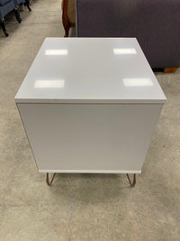 Metallic Finish Modern Silhouette Bedside Table