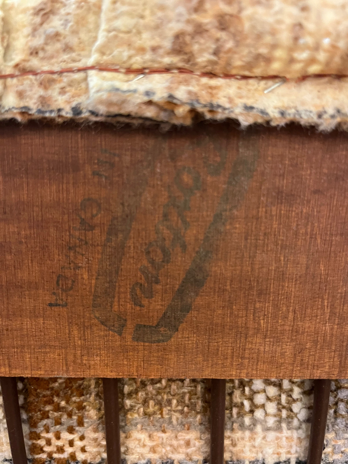 Wooden Rocking Chair With Plaid Cushions