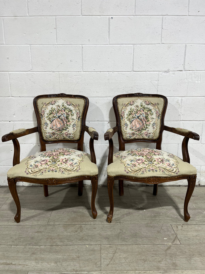 Pair of Romeo and Juliet Upholstered Chairs (Alternate Pattern)