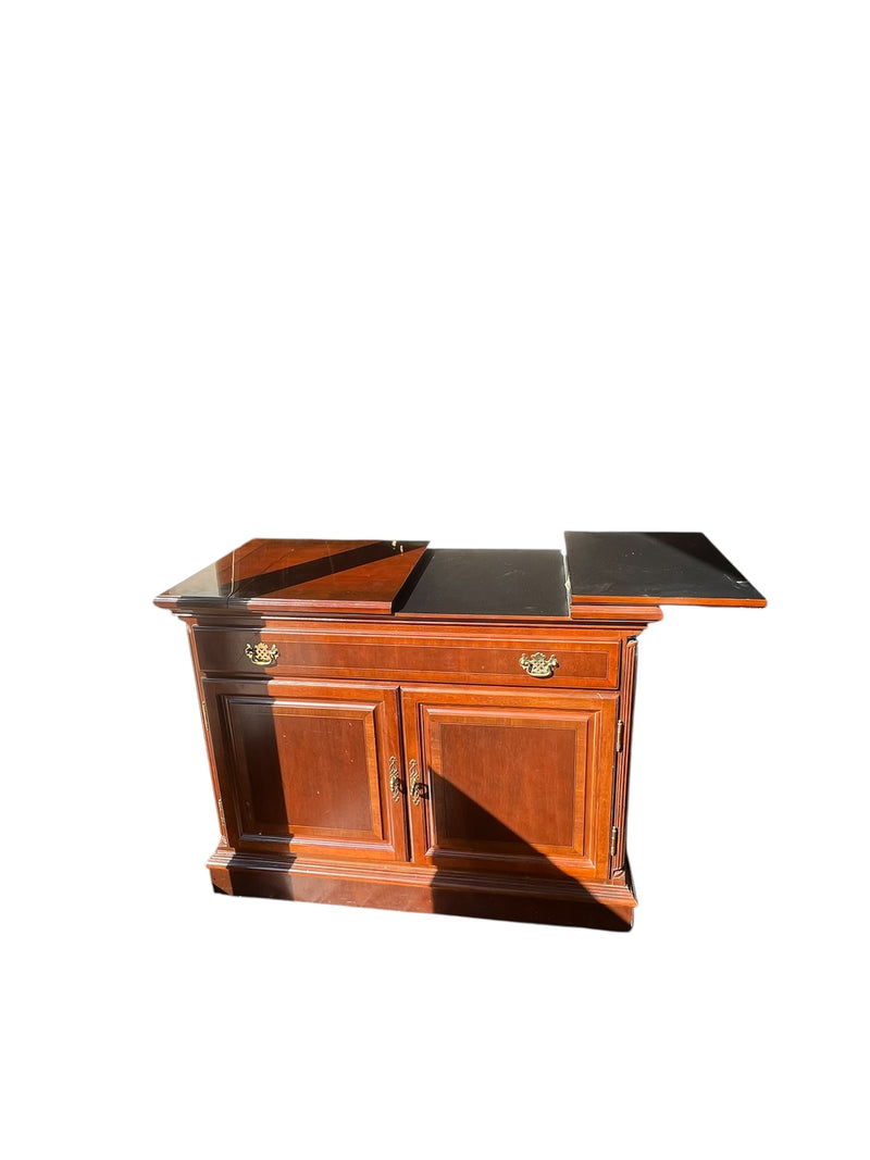 Cherry Wood Cabinet w/ Extendable Bar Server