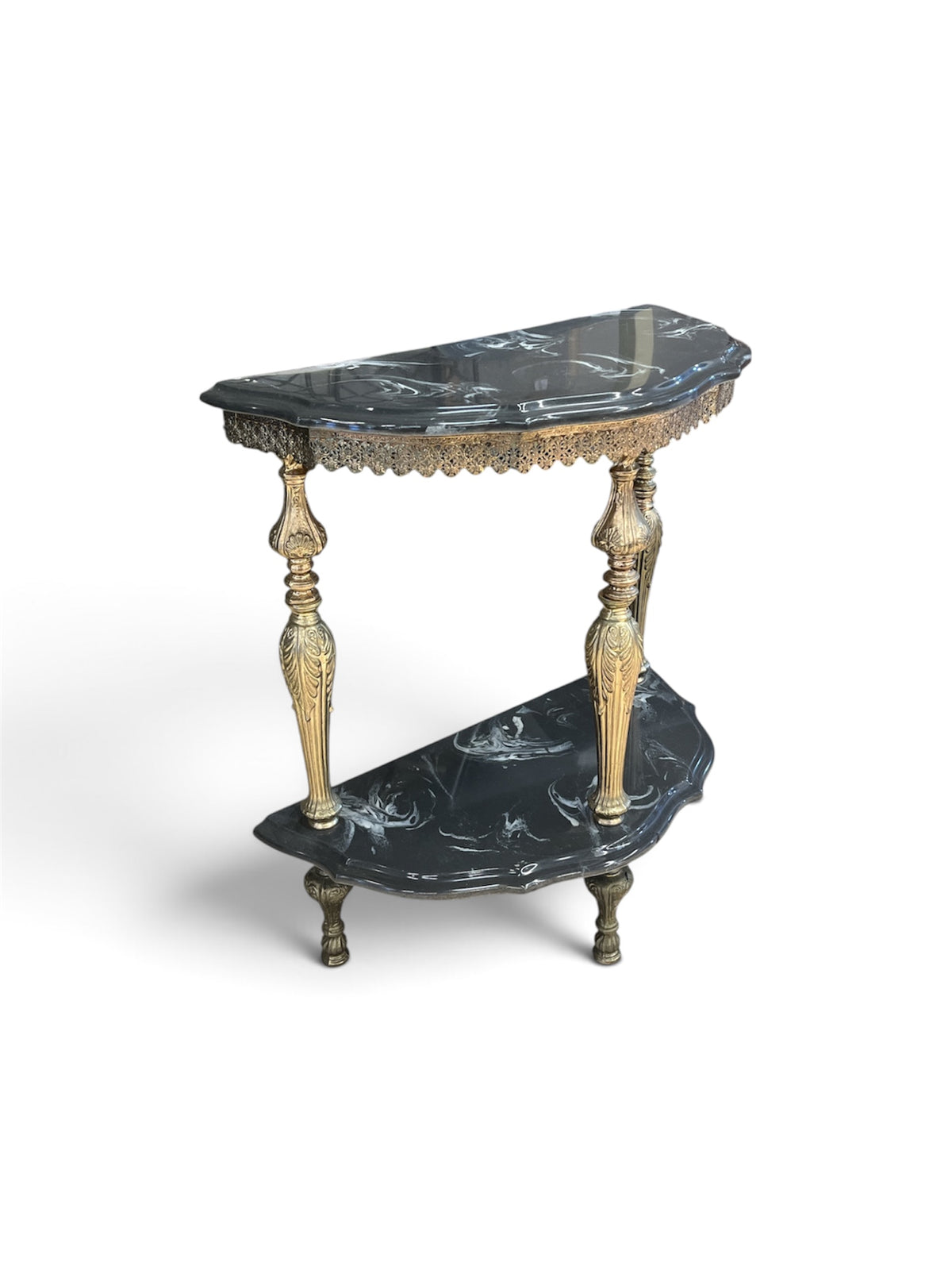 Black & Gold Marble Style Top Accent Table