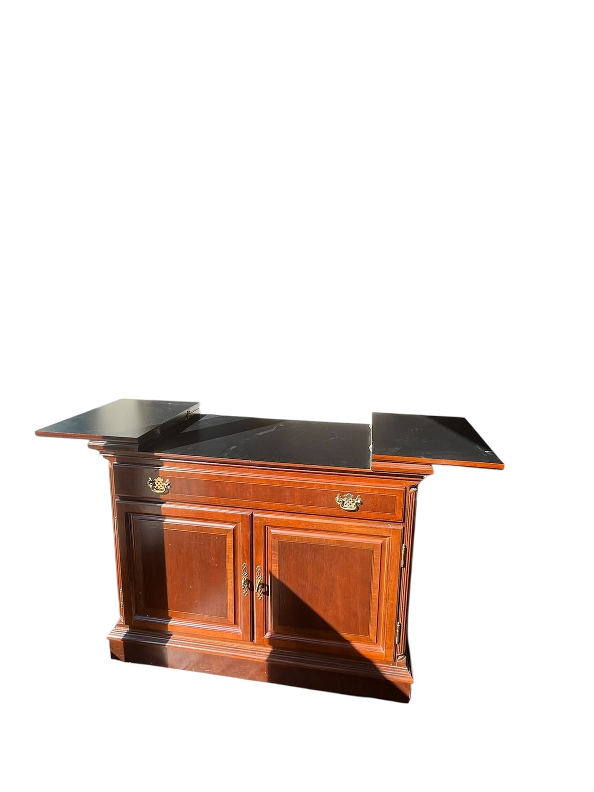 Cherry Wood Cabinet w/ Extendable Bar Server