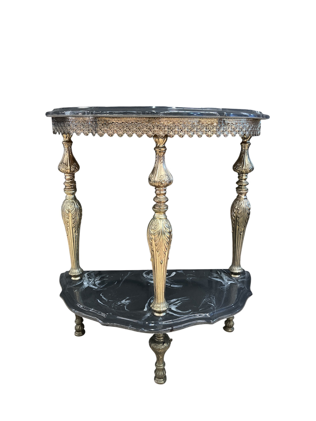 Black & Gold Marble Style Top Accent Table