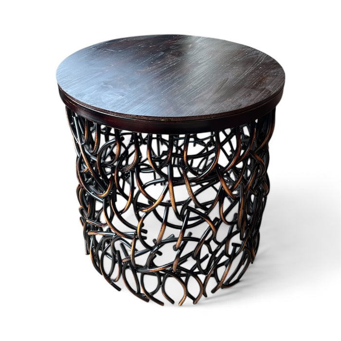 Intertwined Metal Accent Table With Wood Top