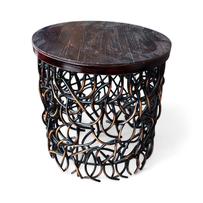 Intertwined Metal Accent Table With Wood Top