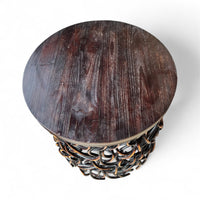 Intertwined Metal Accent Table With Wood Top