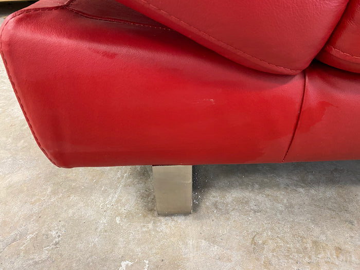 Modern Silhouette Vibrant Red Italsofa Leather Sofa