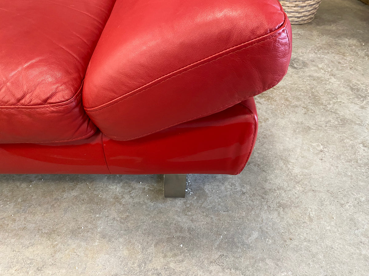 Modern Silhouette Vibrant Red Italsofa Leather Sofa
