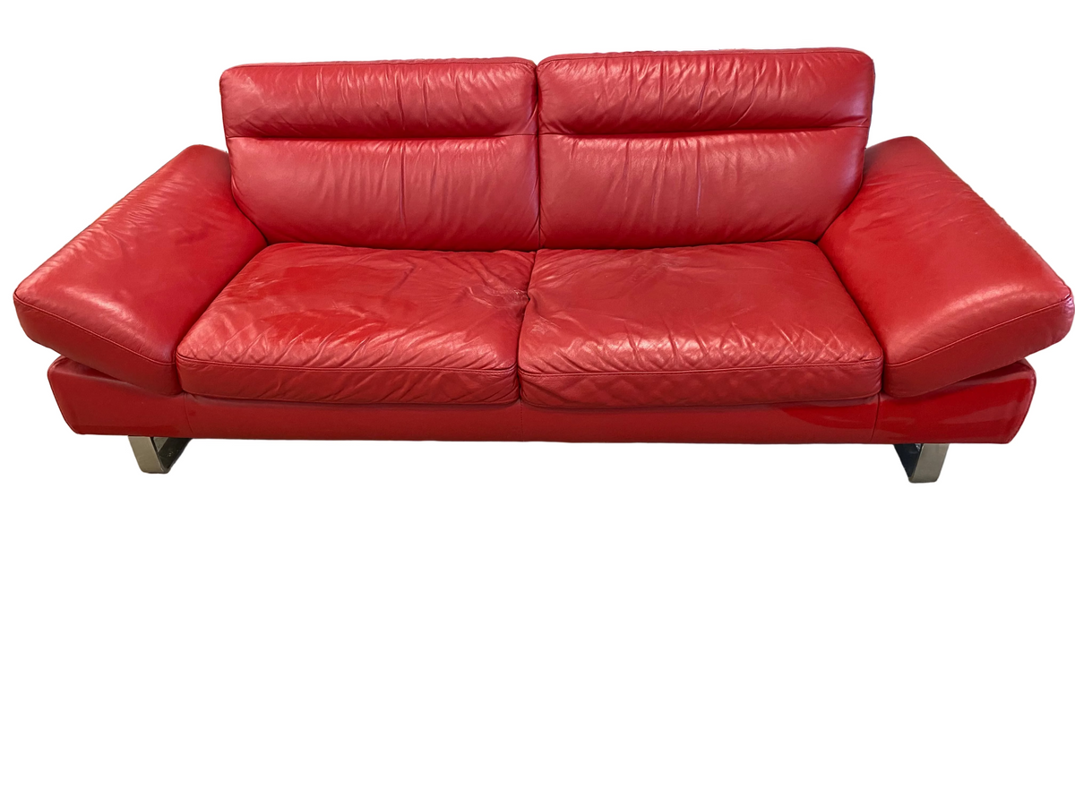 Modern Silhouette Vibrant Red Italsofa Leather Sofa