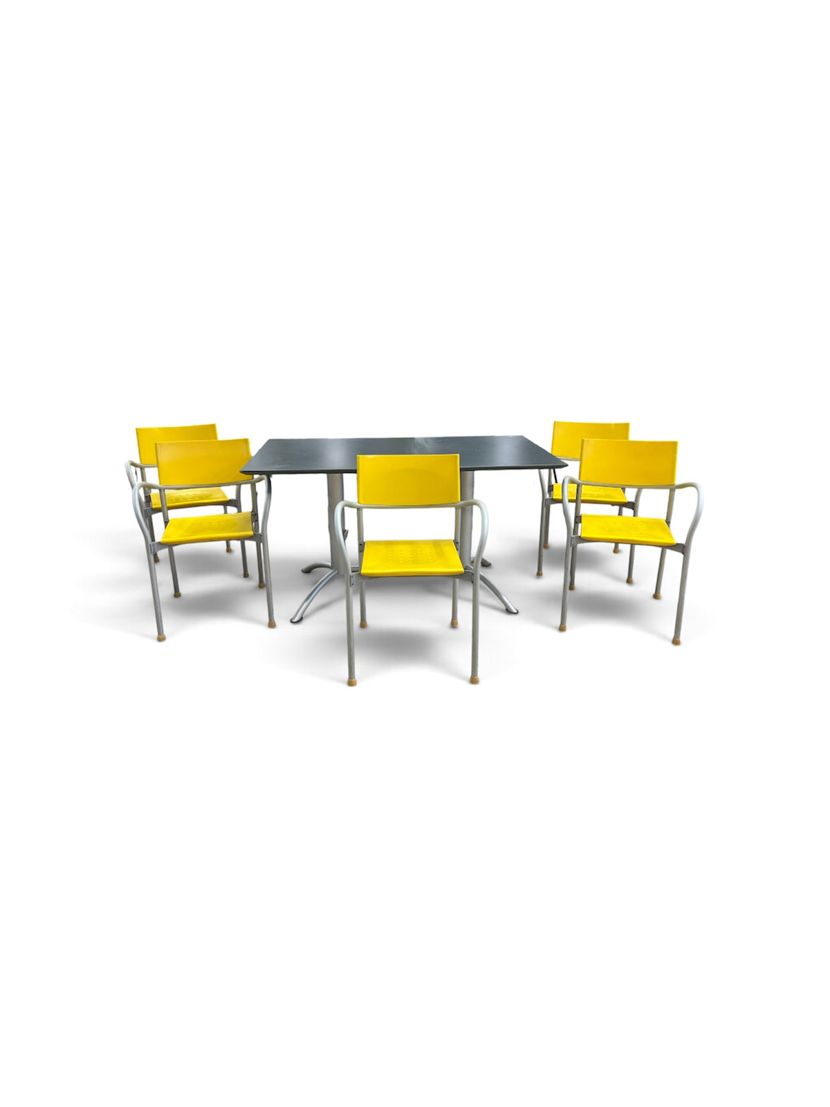 Dining Set with Dark Grey Table and 5 Yellow Chairs