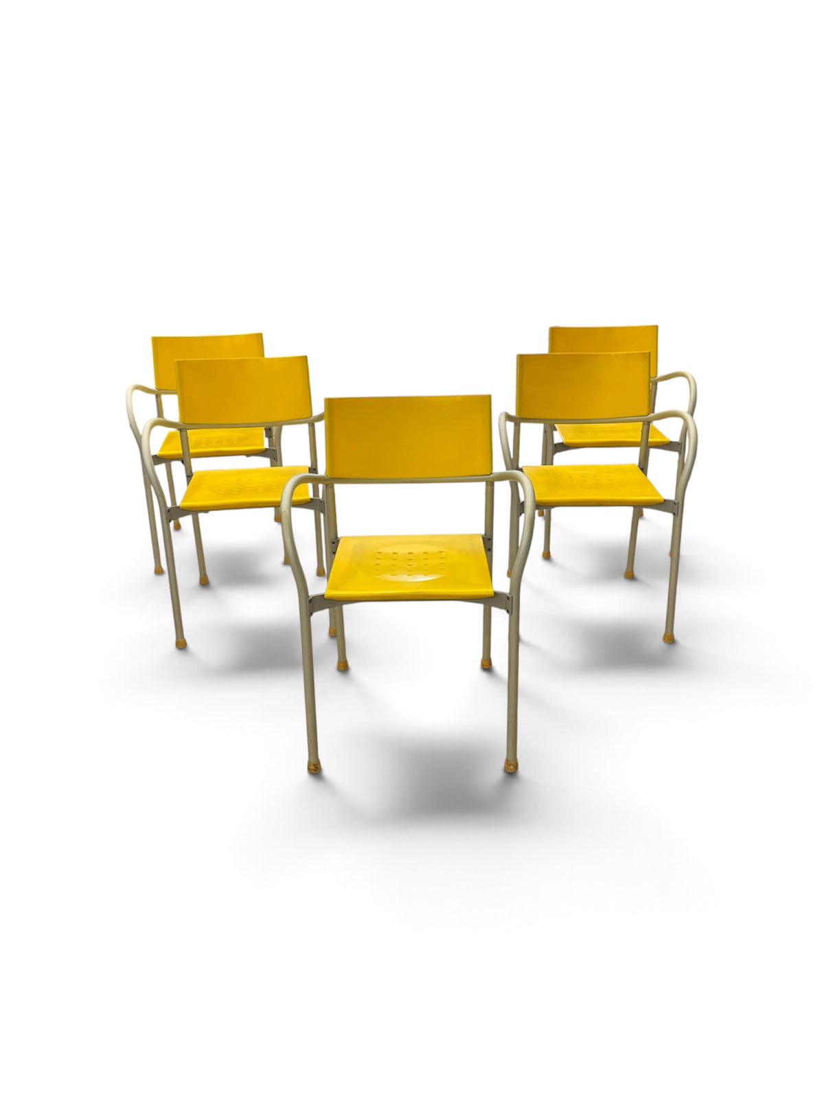 Dining Set with Dark Grey Table and 5 Yellow Chairs