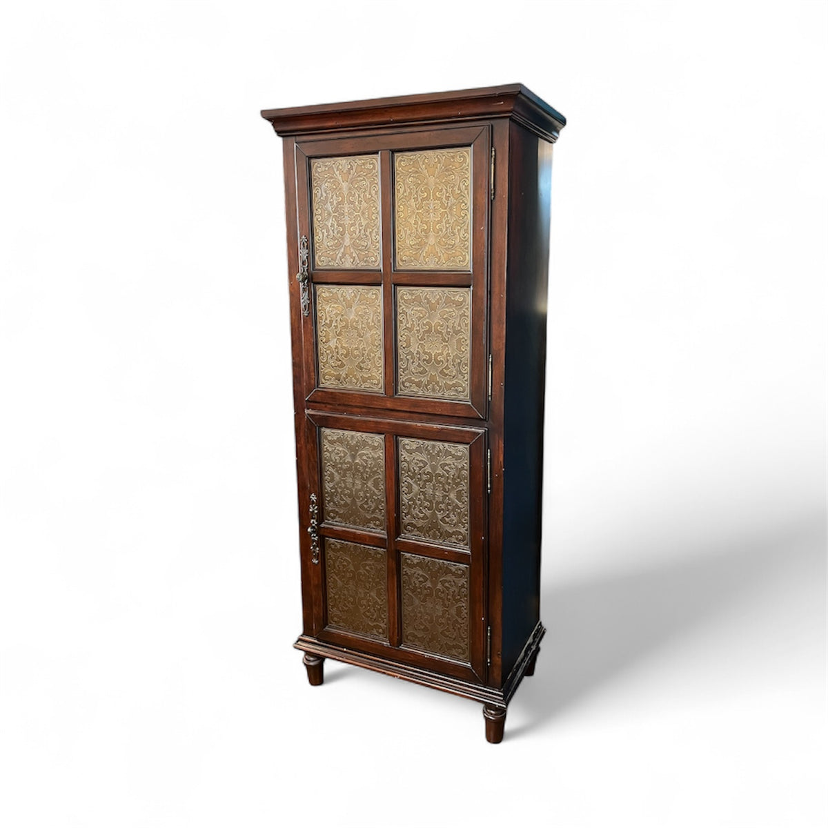 Wooden Cabinet with Embossed Metal Panels