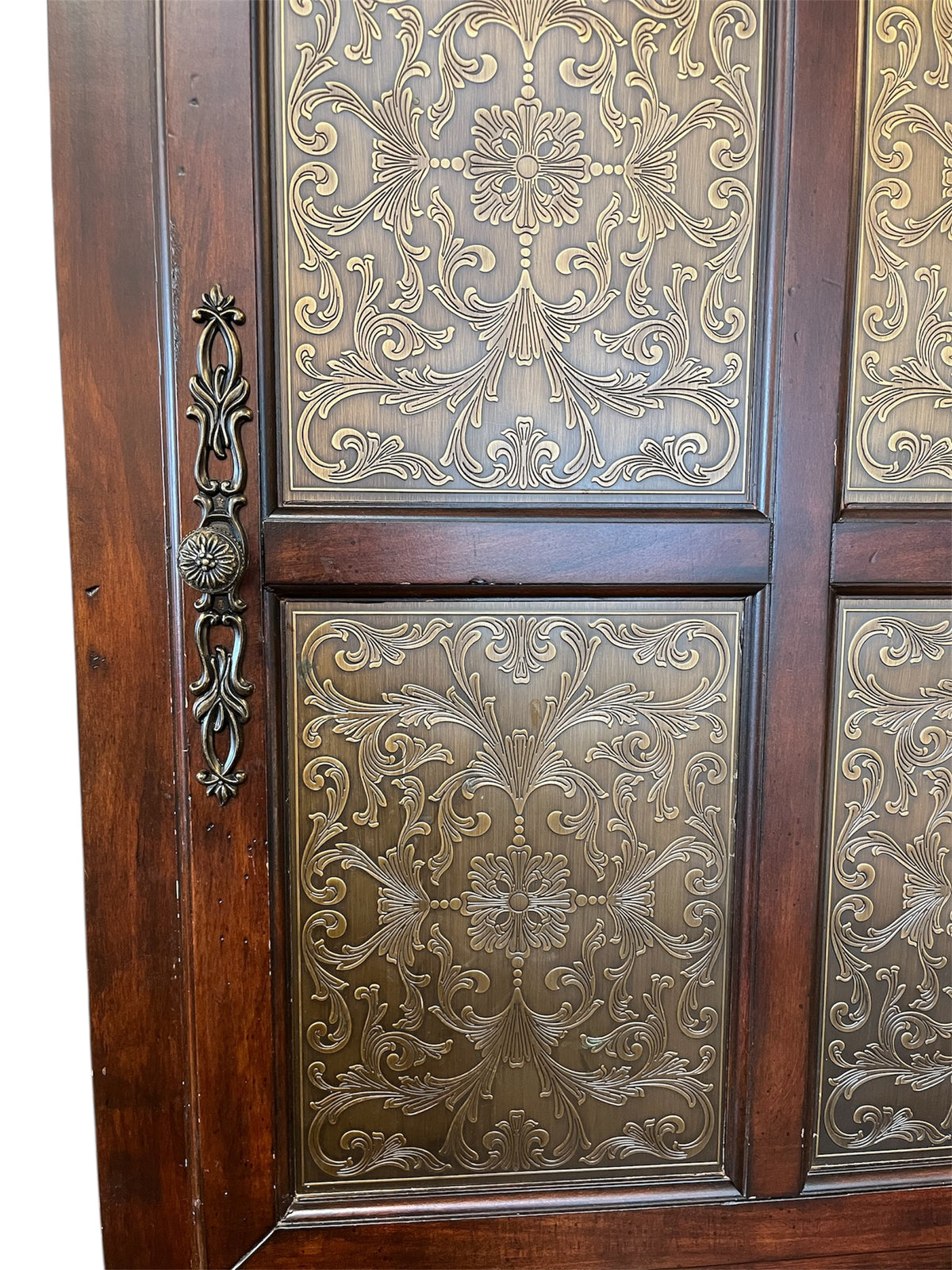 Wooden Cabinet with Embossed Metal Panels