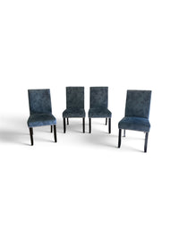 Set of 4 Blue Microsuede Upholstered with Nailhead Trim
