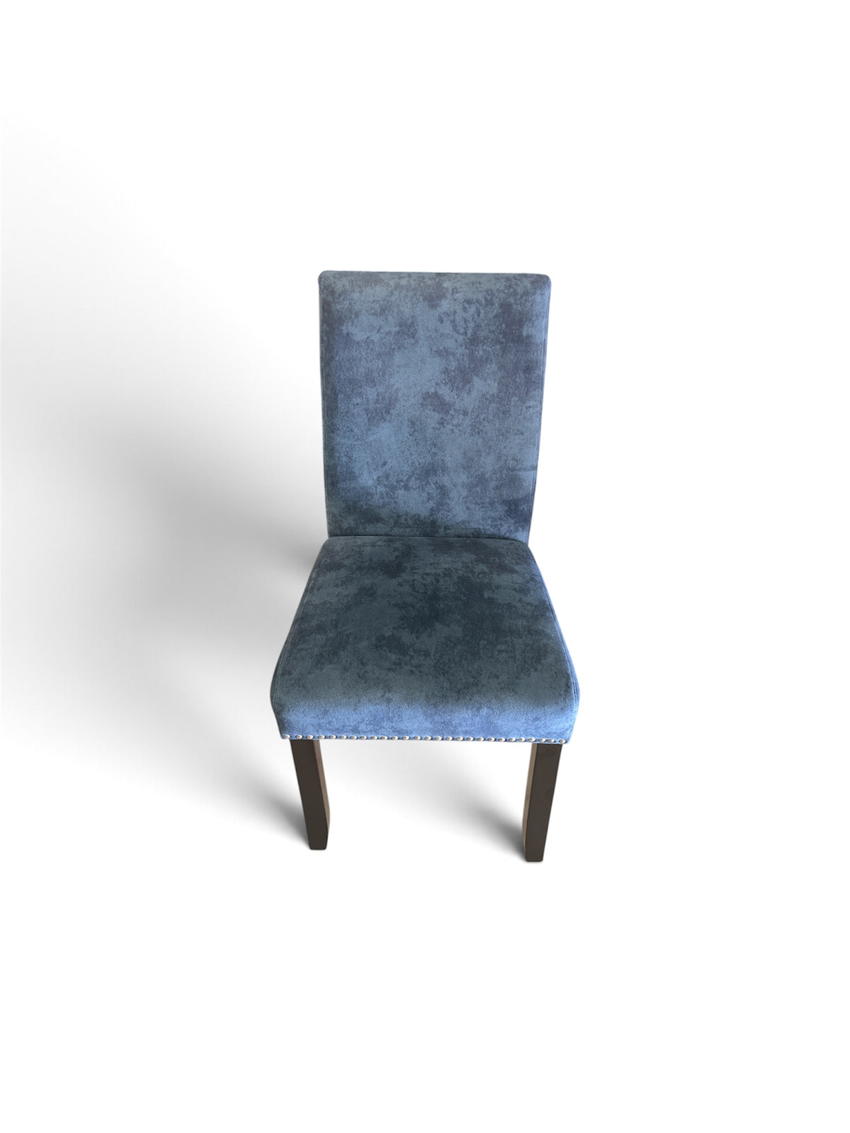 Set of 4 Blue Microsuede Upholstered with Nailhead Trim