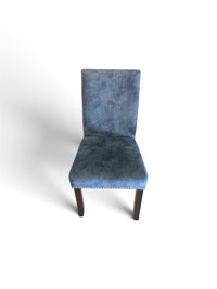 Set of 4 Blue Microsuede Upholstered with Nailhead Trim