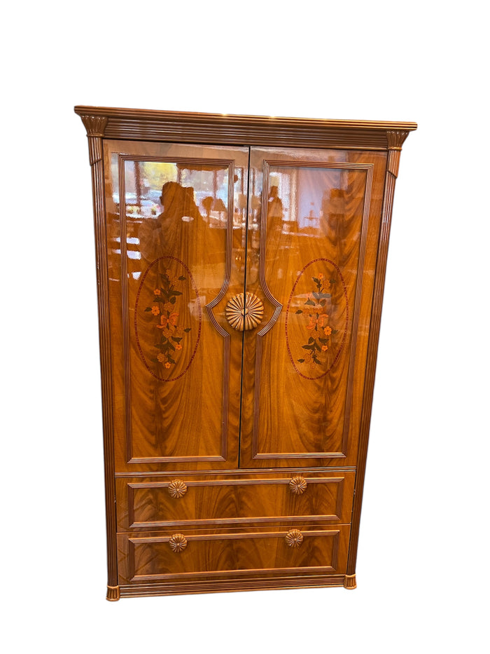 Floral Design Solid Wood Armoire