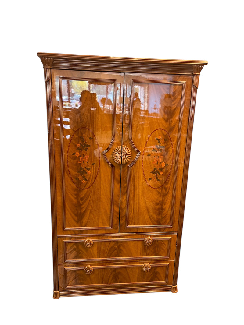 Floral Design Solid Wood Armoire