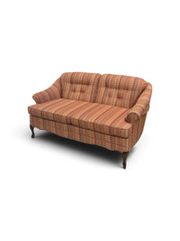 Two Seater Loveseat in Autumn Tone Geometric Upholstery