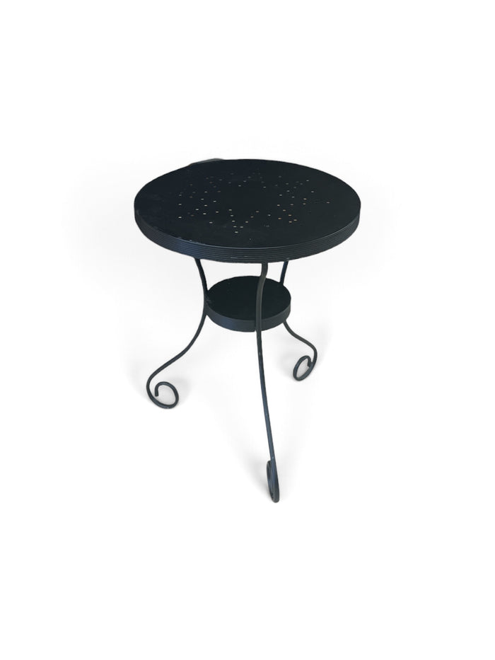 Black Round Metal Round Accent Table