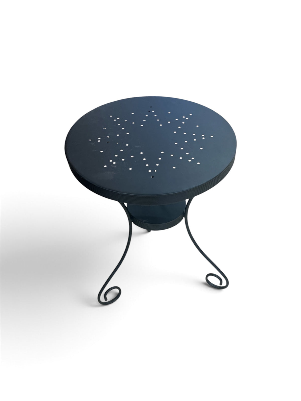 Black Round Metal Round Accent Table