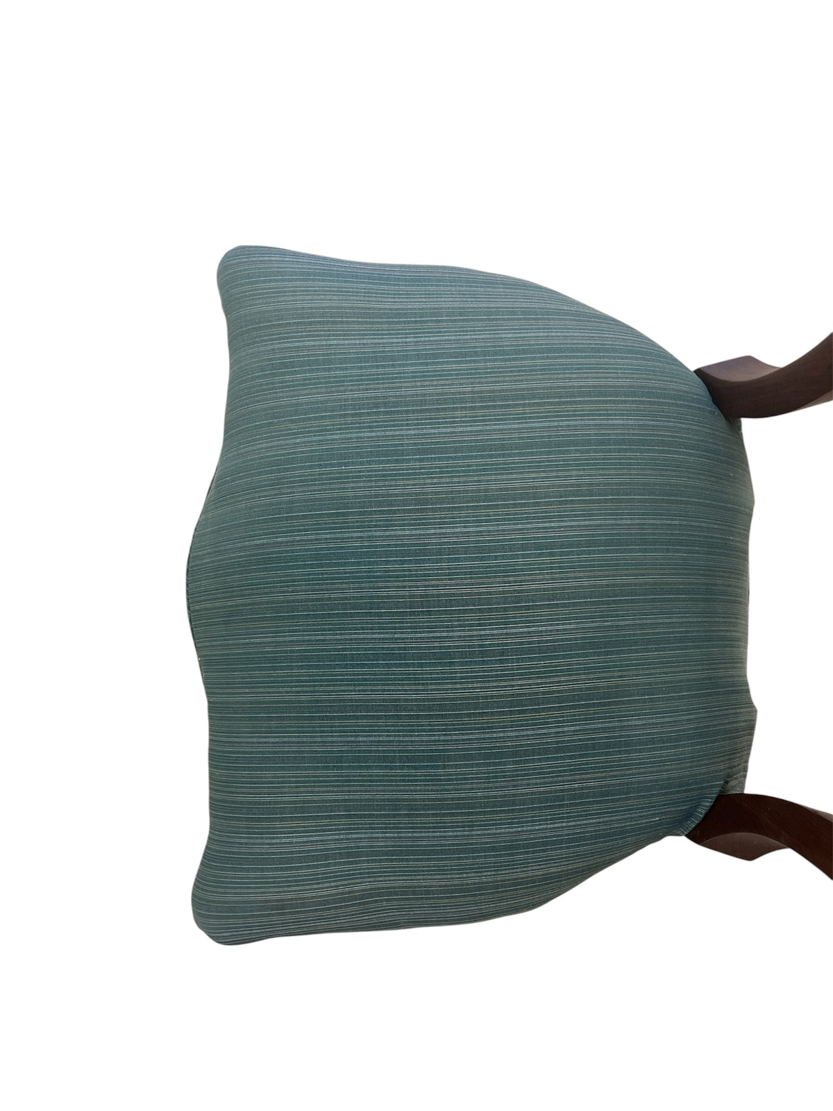 Victorian Style Balloon Back Chair with Green & Teal Striped Upholstery