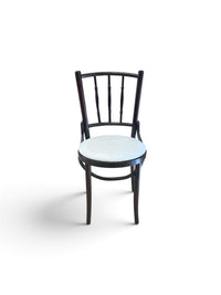 Bentwood Dark Wooden Frame Chairs with Upholstered White Ivory Seat Cushion