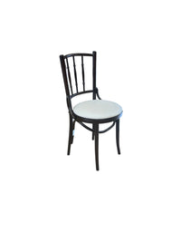 Bentwood Dark Wooden Frame Chairs with Upholstered White Ivory Seat Cushion