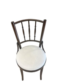 Bentwood Dark Wooden Frame Chairs with Upholstered White Ivory Seat Cushion