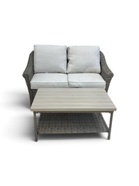 2 Piece Outdoor Wicker Loveseat & Coffee Table