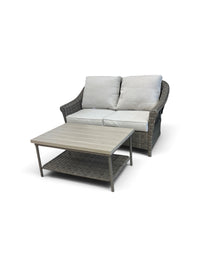 2 Piece Outdoor Wicker Loveseat & Coffee Table