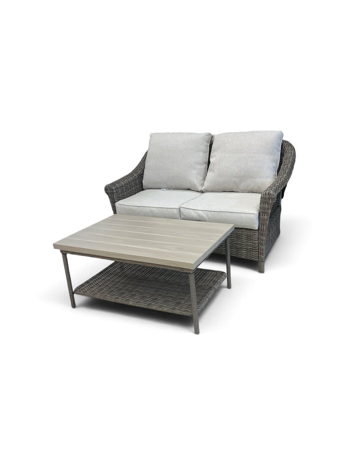 2 Piece Outdoor Wicker Loveseat & Coffee Table
