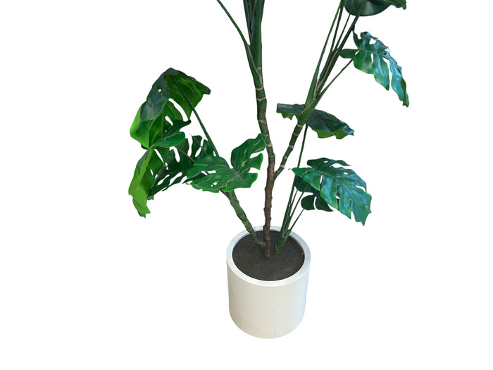 6 Ft Artificial Monstera Floor Plant in a White Planter