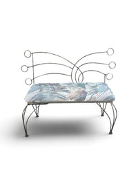 Decorative Metal Accent Bench with Floral Upholstery