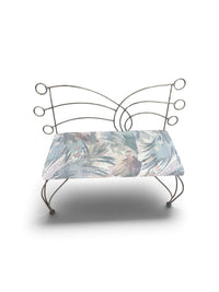 Decorative Metal Accent Bench with Floral Upholstery