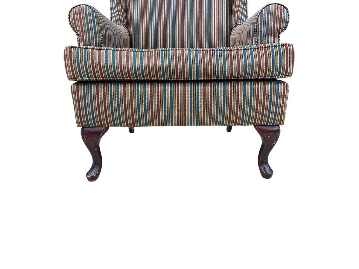 Striped Wingback Accent Chair