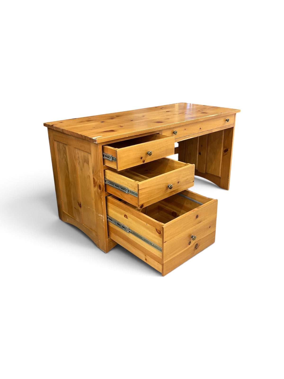 Pine Wood Desk with File Drawer and Storage