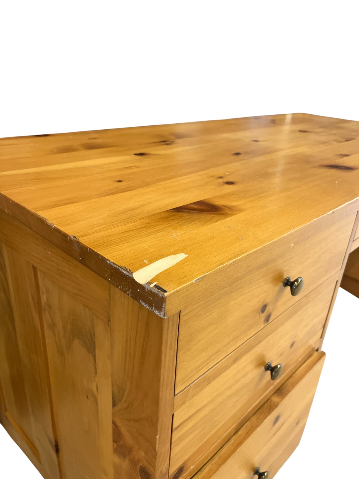 Pine Wood Desk with File Drawer and Storage
