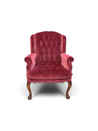 Merlot Velvet Tufted Wing Chair