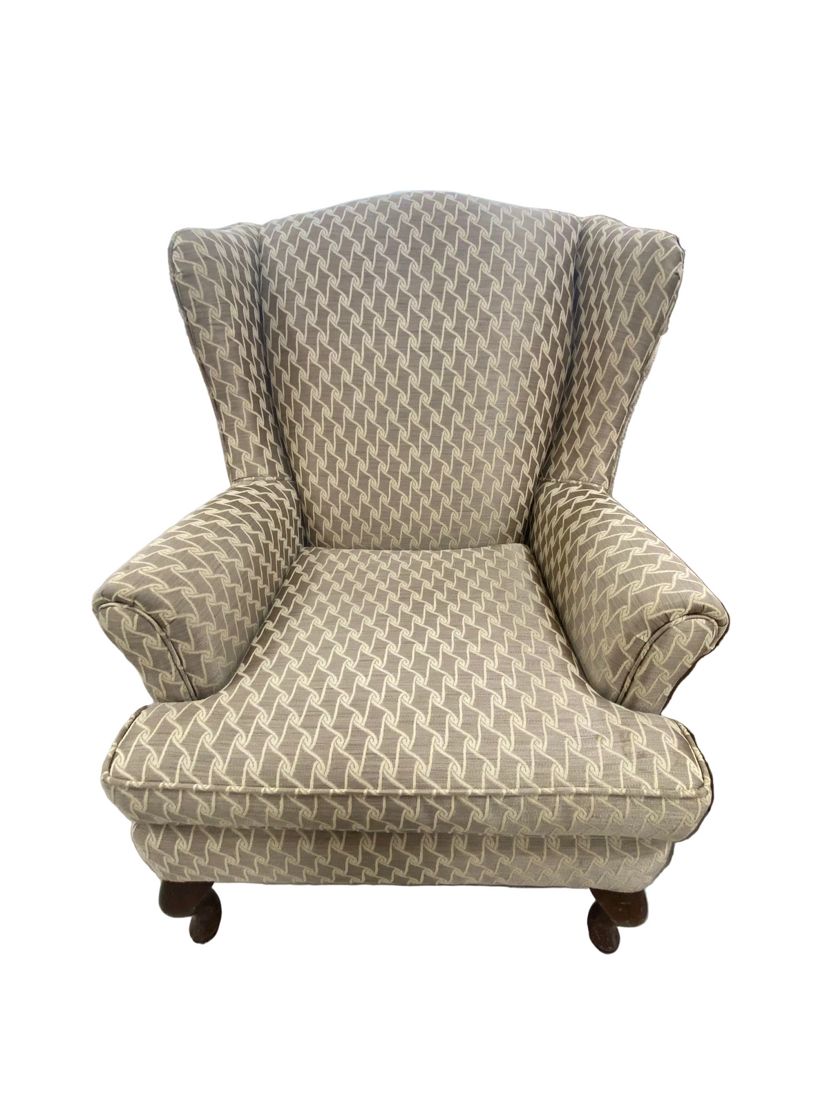 Dimond-Shaped Geometric Weave Wing Back Chair