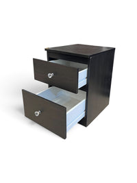 Compact Black Nightstand with Crystal Knobs