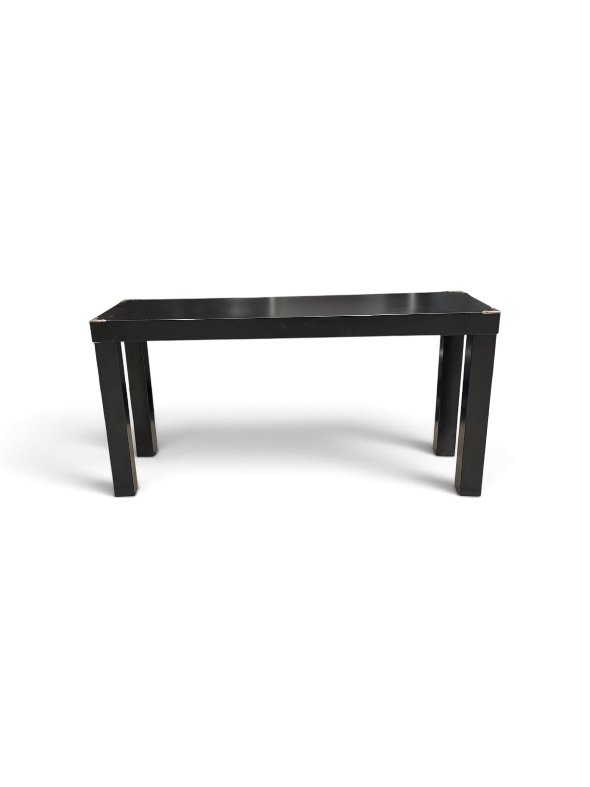 Slim Black Bench with Brass Style Corner Accents