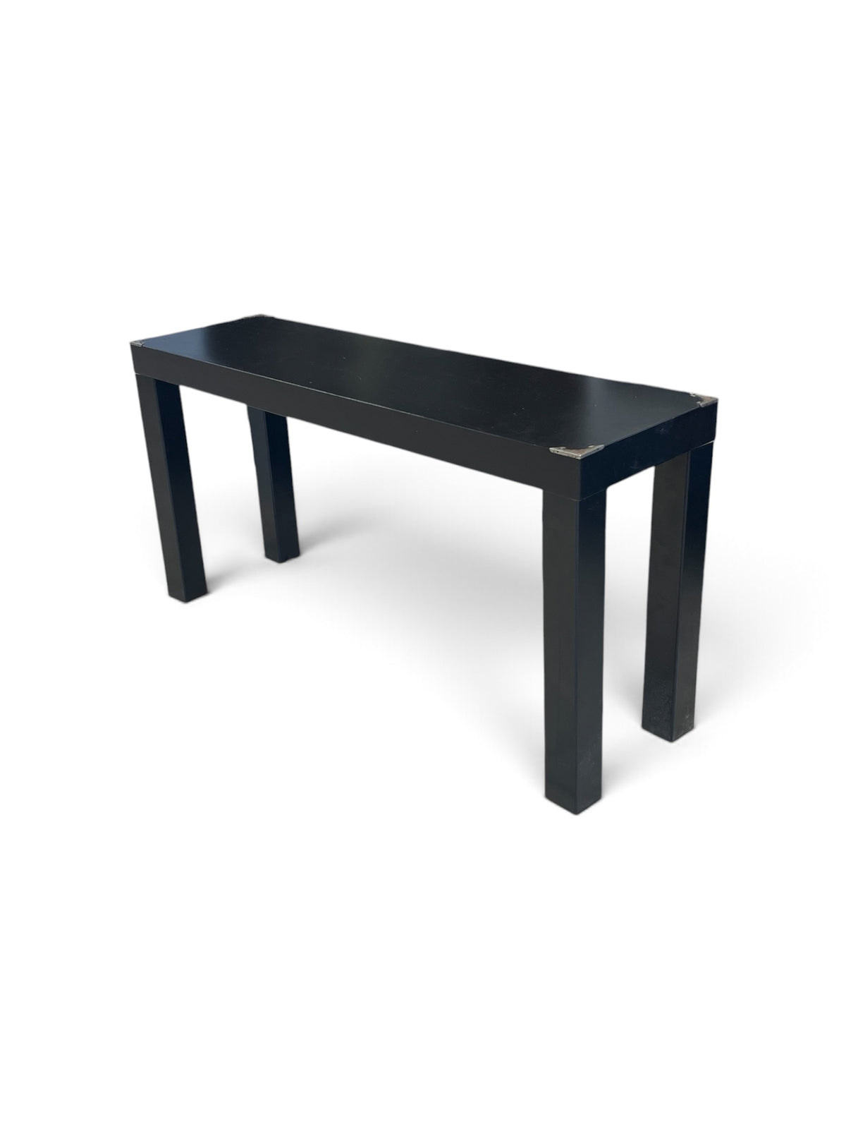 Slim Black Bench with Brass Style Corner Accents