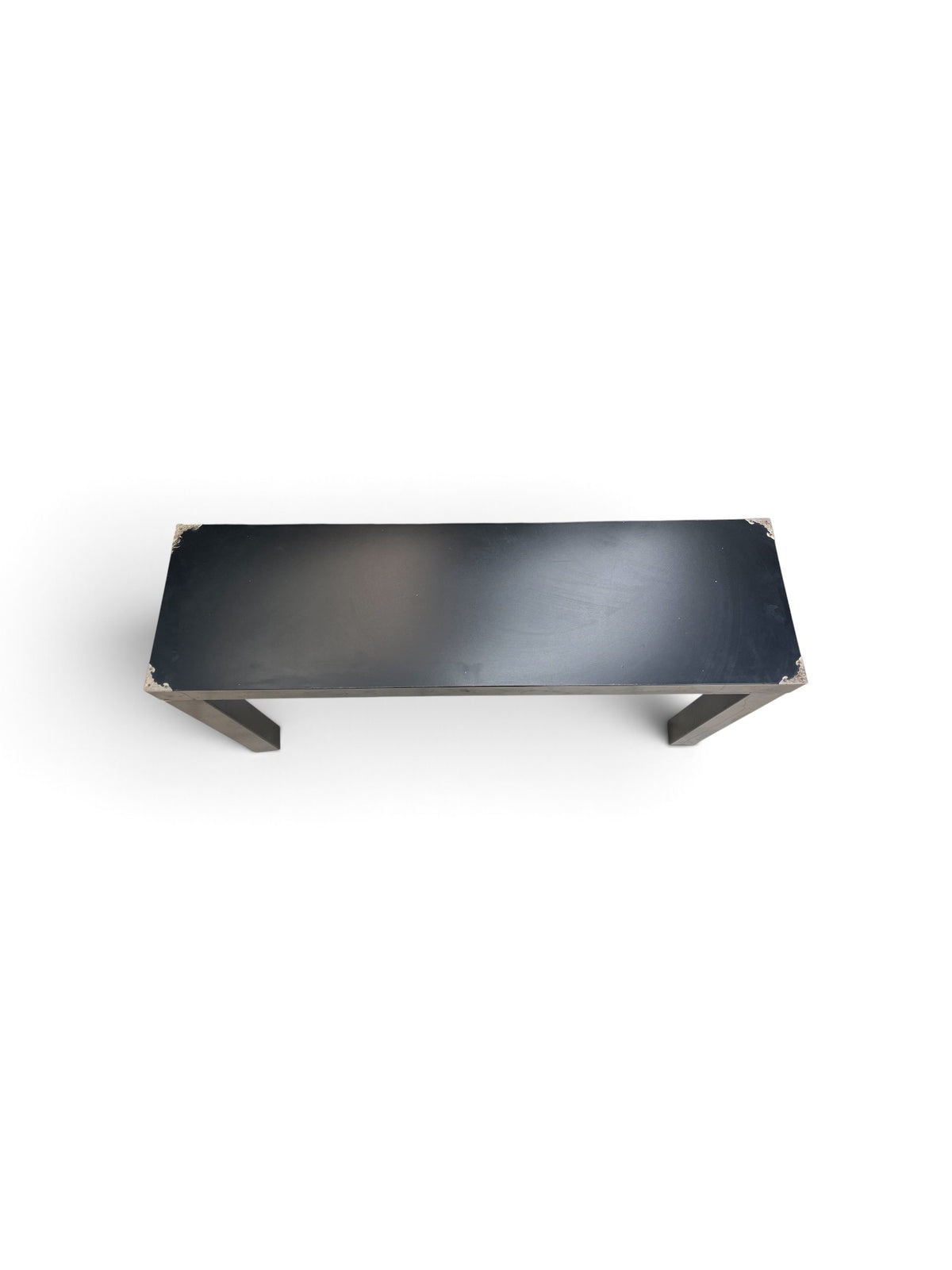 Slim Black Bench with Brass Style Corner Accents