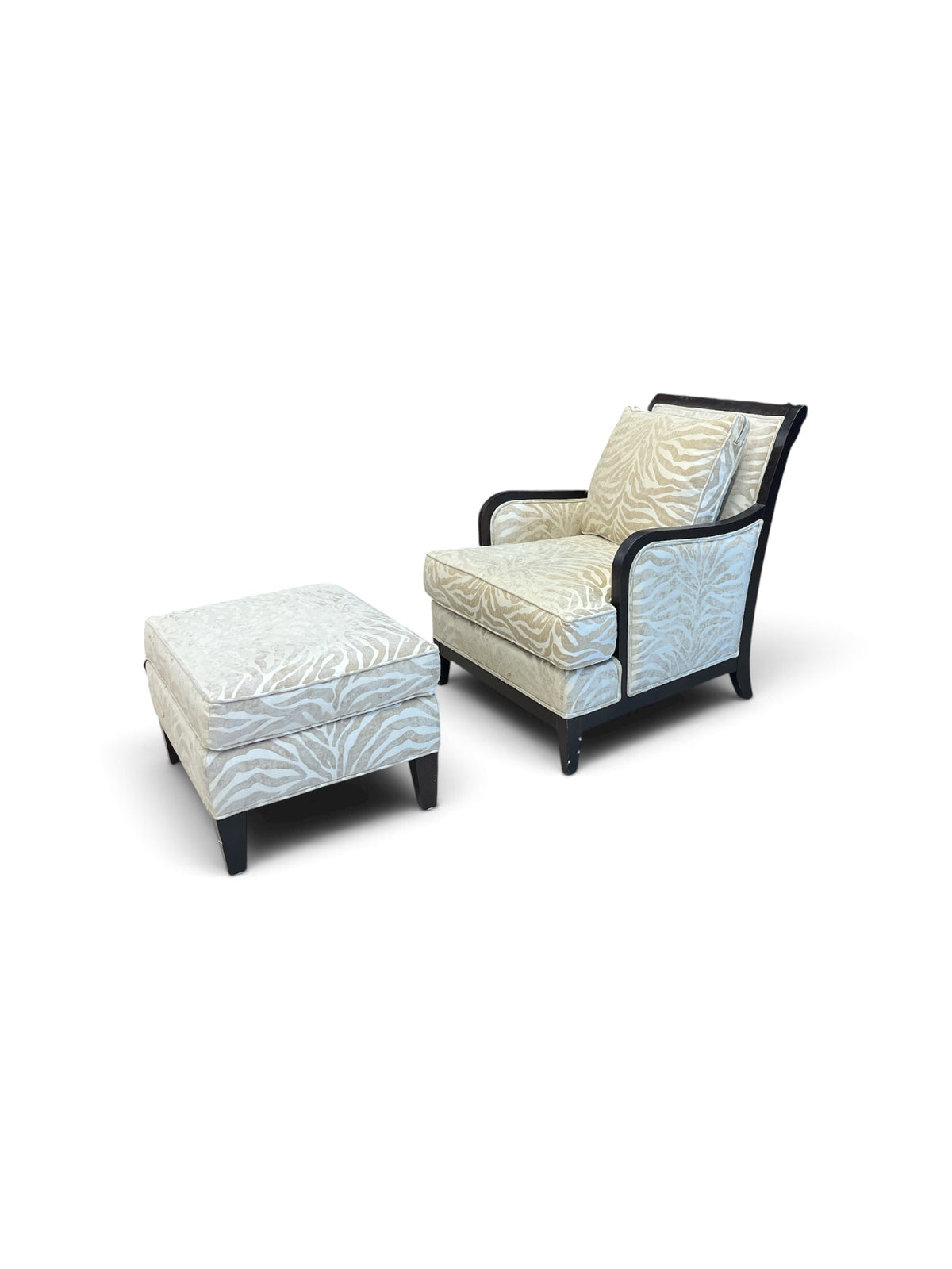 Ethan Allen Zebra Print Accent Chair & Ottoman