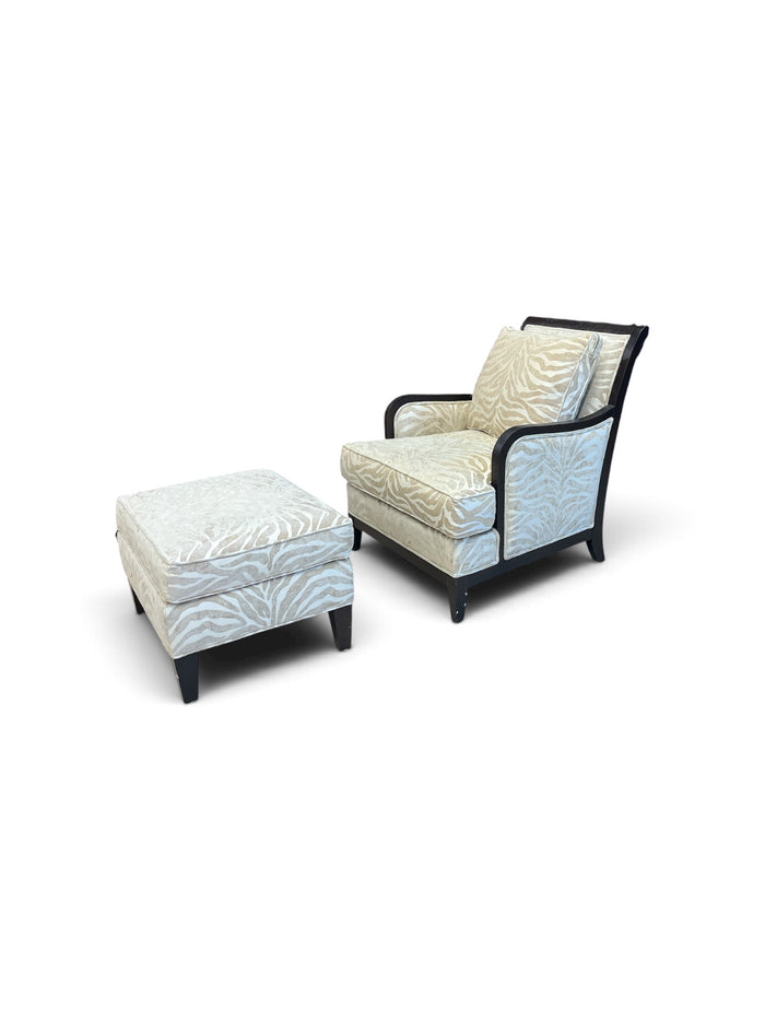 Ethan Allen Zebra Print Accent Chair & Ottoman