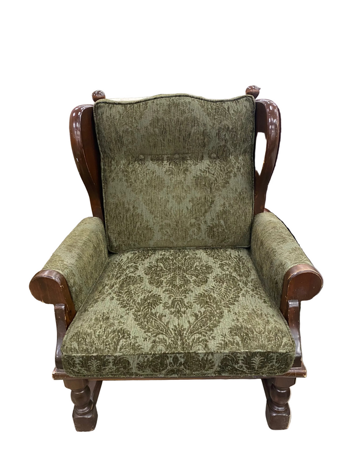 Green Velour Upholstery Relax Armchair